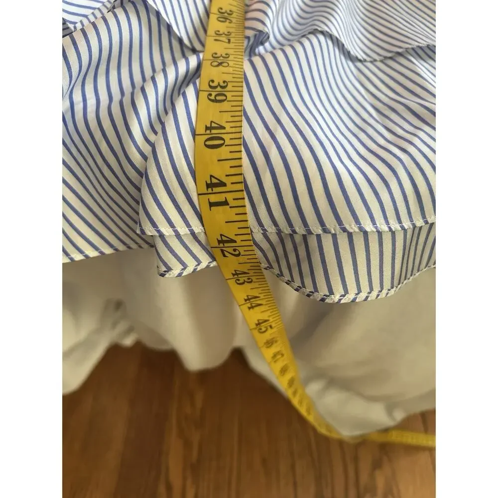 J. Crew Silk Striped Cold Shoulder Midi Dress Womens Size 6 Blue White Classic - Picture 8 of 8